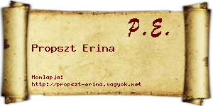 Propszt Erina névjegykártya